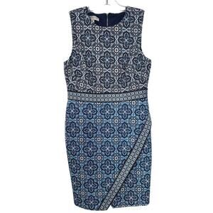 Maggy London Blue Geometric Sheath Dress Size 12P